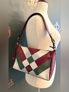 Radley London Burgundy and Green Checkered Shoulder Bag